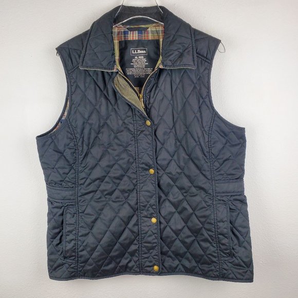 L.L. Bean Jackets & Coats Llbean Quilted Vest Black Green Womens Xl